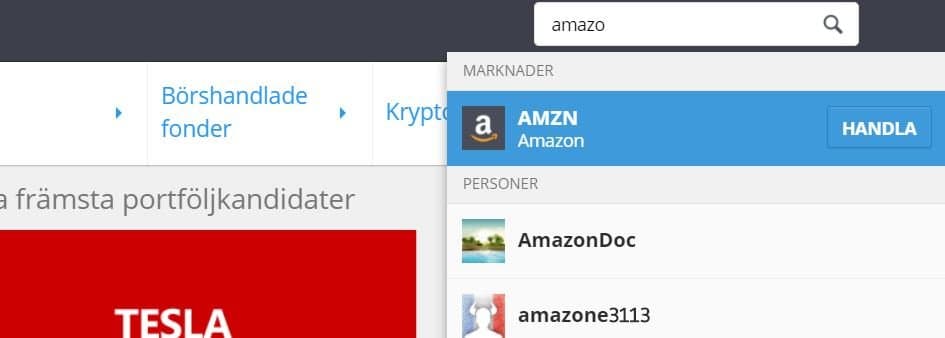Söker efter Amazon på eToro Söker efter Amazon på eToro