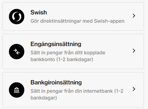 Insättningsalternativ levler Insättningsalternativ levler